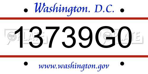 13739G0 District Of Columbia License Plate