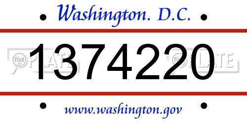 1374220 District Of Columbia License Plate