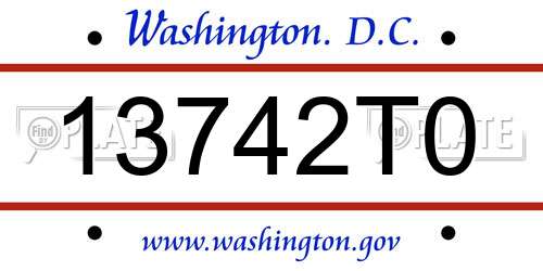 13742T0 District Of Columbia License Plate