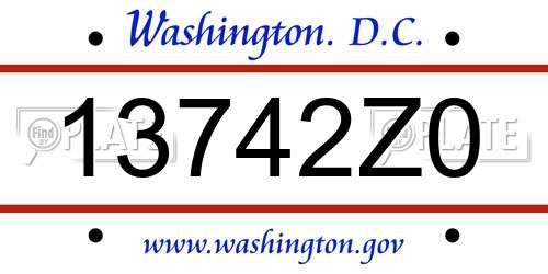 13742Z0 District Of Columbia License Plate