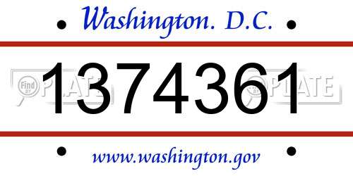 1374361 District Of Columbia License Plate