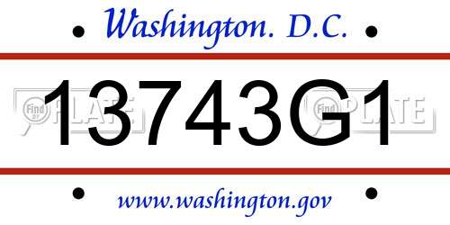 13743G1 District Of Columbia License Plate