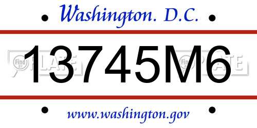 13745M6 District Of Columbia License Plate