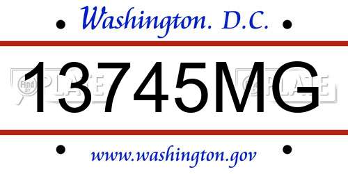 13745MG District Of Columbia License Plate