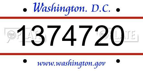 1374720 District Of Columbia License Plate