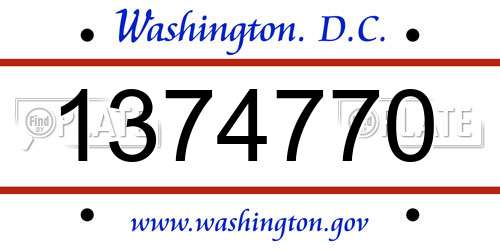 1374770 District Of Columbia License Plate