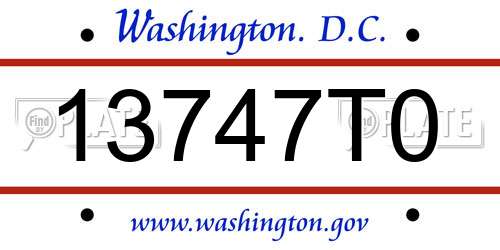 13747T0 District Of Columbia License Plate