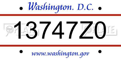 13747Z0 District Of Columbia License Plate