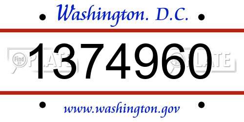 1374960 District Of Columbia License Plate