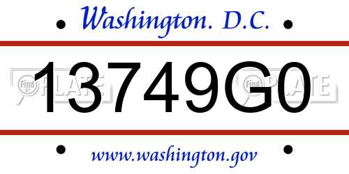13749G0 District Of Columbia License Plate