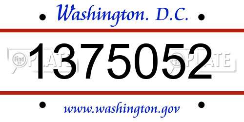 1375052 District Of Columbia License Plate