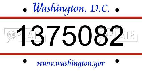 1375082 District Of Columbia License Plate