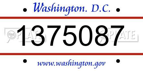 1375087 District Of Columbia License Plate