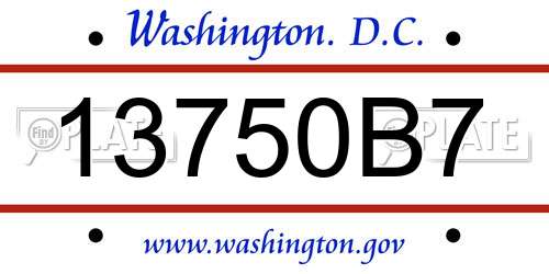 13750B7 District Of Columbia License Plate