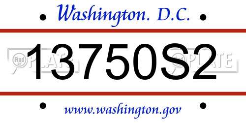 13750S2 District Of Columbia License Plate