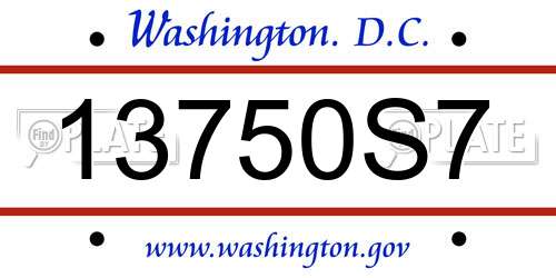 13750S7 District Of Columbia License Plate