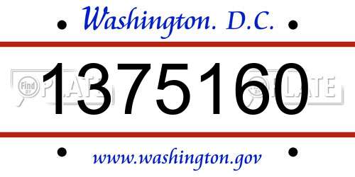 1375160 District Of Columbia License Plate