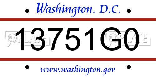 13751G0 District Of Columbia License Plate