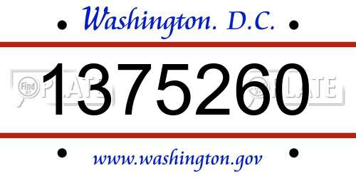 1375260 District Of Columbia License Plate