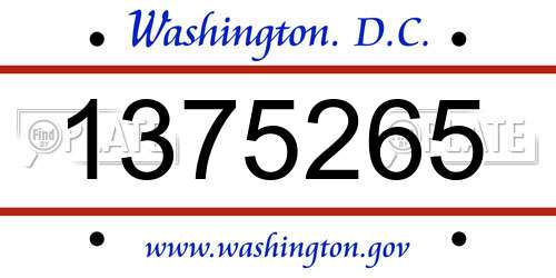 1375265 District Of Columbia License Plate