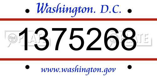 1375268 District Of Columbia License Plate