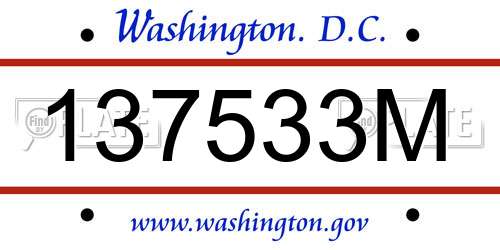 137533M District Of Columbia License Plate