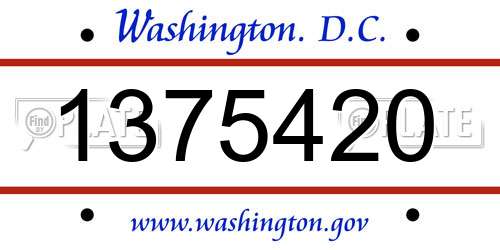 1375420 District Of Columbia License Plate