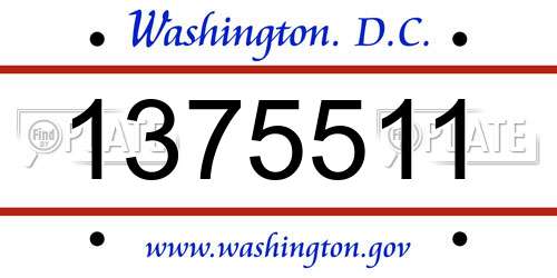 1375511 District Of Columbia License Plate
