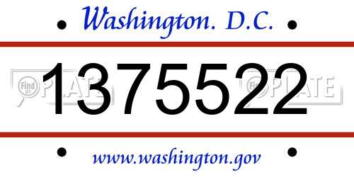 1375522 District Of Columbia License Plate