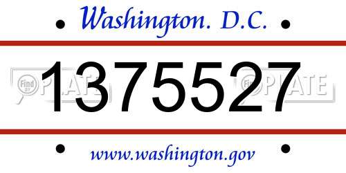 1375527 District Of Columbia License Plate