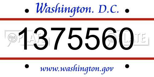 1375560 District Of Columbia License Plate