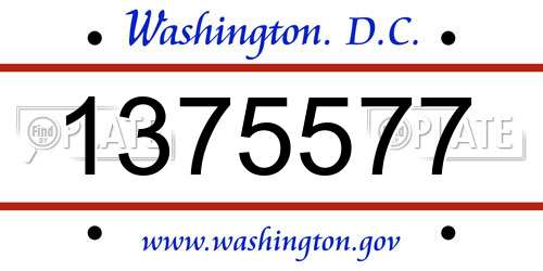 1375577 District Of Columbia License Plate