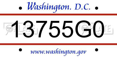 13755G0 District Of Columbia License Plate