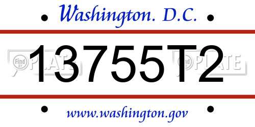 13755T2 District Of Columbia License Plate