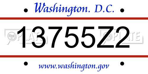 13755Z2 District Of Columbia License Plate
