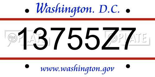 13755Z7 District Of Columbia License Plate