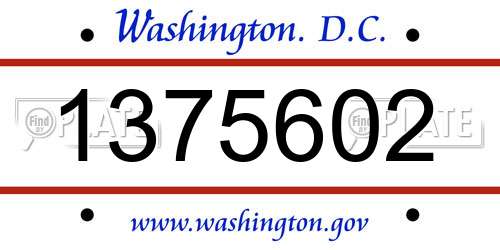 1375602 District Of Columbia License Plate