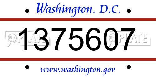 1375607 District Of Columbia License Plate