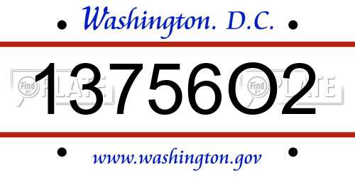 13756O2 District Of Columbia License Plate