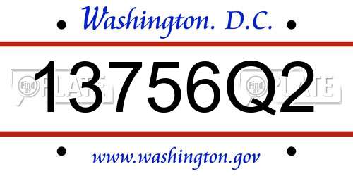 13756Q2 District Of Columbia License Plate