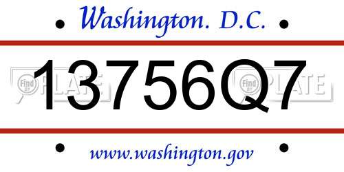 13756Q7 District Of Columbia License Plate