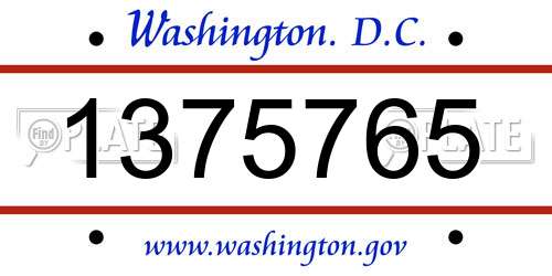 1375765 District Of Columbia License Plate