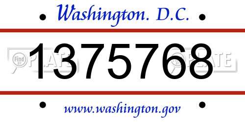 1375768 District Of Columbia License Plate