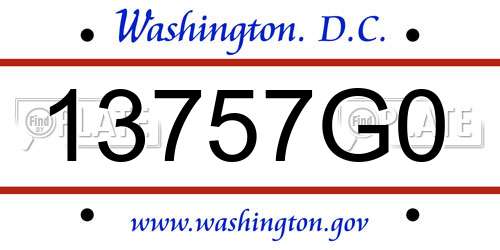 13757G0 District Of Columbia License Plate