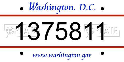 1375811 District Of Columbia License Plate