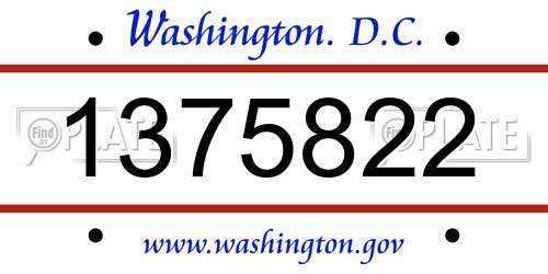 1375822 District Of Columbia License Plate