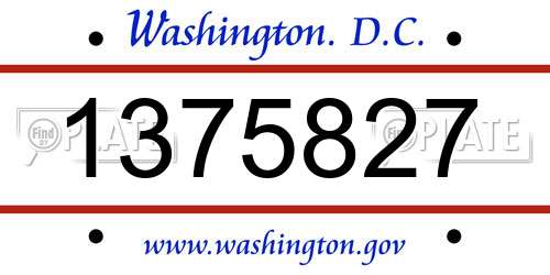1375827 District Of Columbia License Plate