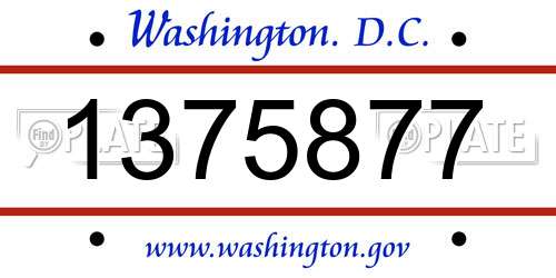 1375877 District Of Columbia License Plate