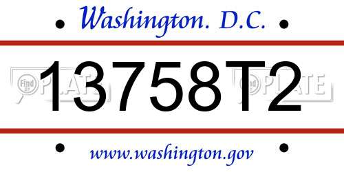 13758T2 District Of Columbia License Plate