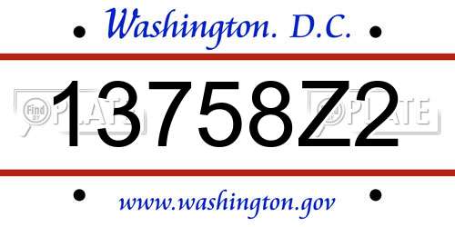 13758Z2 District Of Columbia License Plate